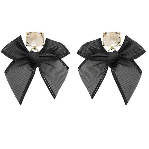 Black bow dangle earrings M3 - Picture 1 of 7